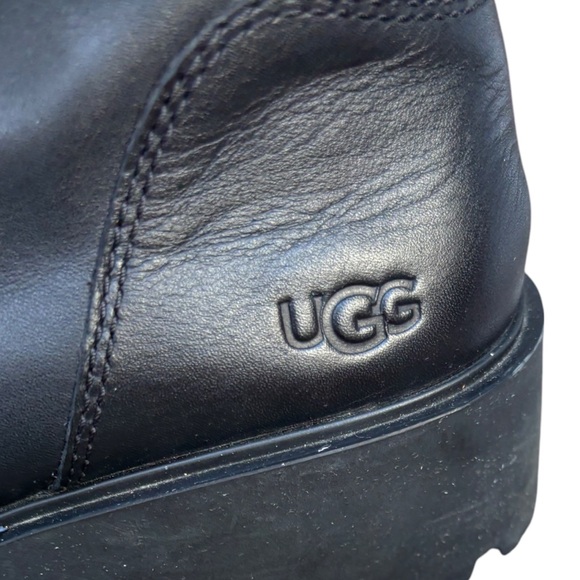 UGG Women’s 9 Czeriesa Black Leather Fur Trim Waterproof Ankle Boots, UGG Boots - Picture 9 of 13